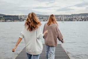 two ladies walking 