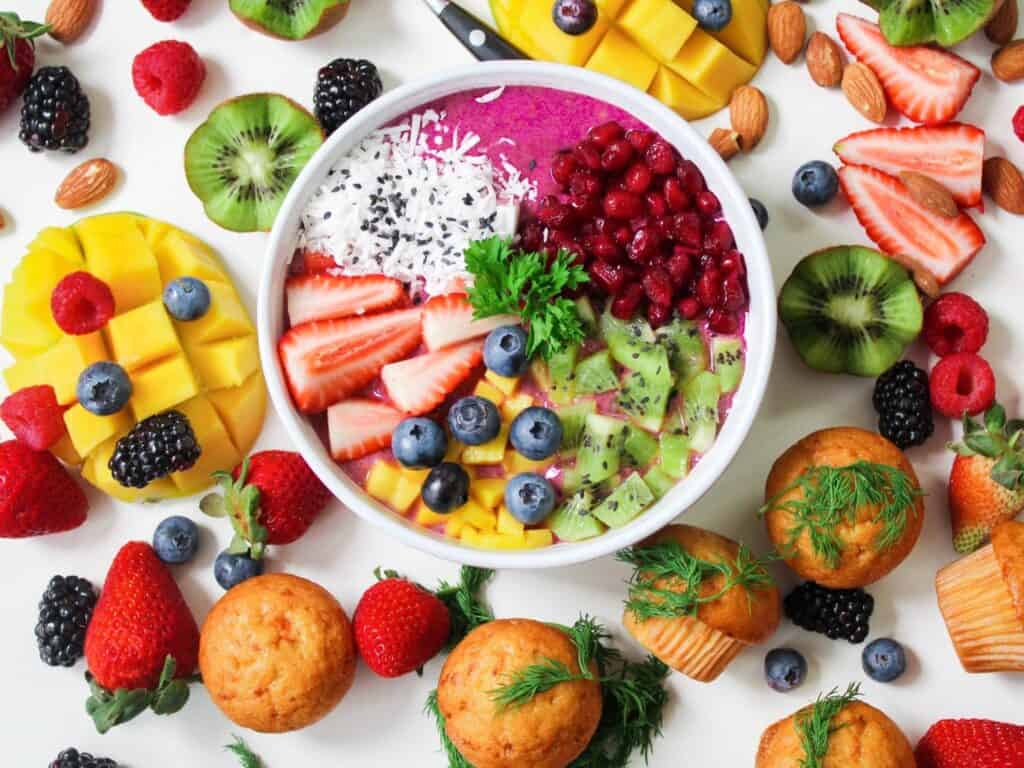 bowl of colorful fruit