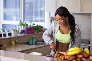 woman prepping fruit